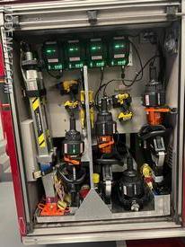 New Holmatro tools installed by ESI Equipment 2 cutters, 2 spreaders, 1 Ram
Also show is 2 ResQ struts