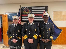 Captain Rogers, Chief Corle, and Deputy Chief Reason the newly promoted officers